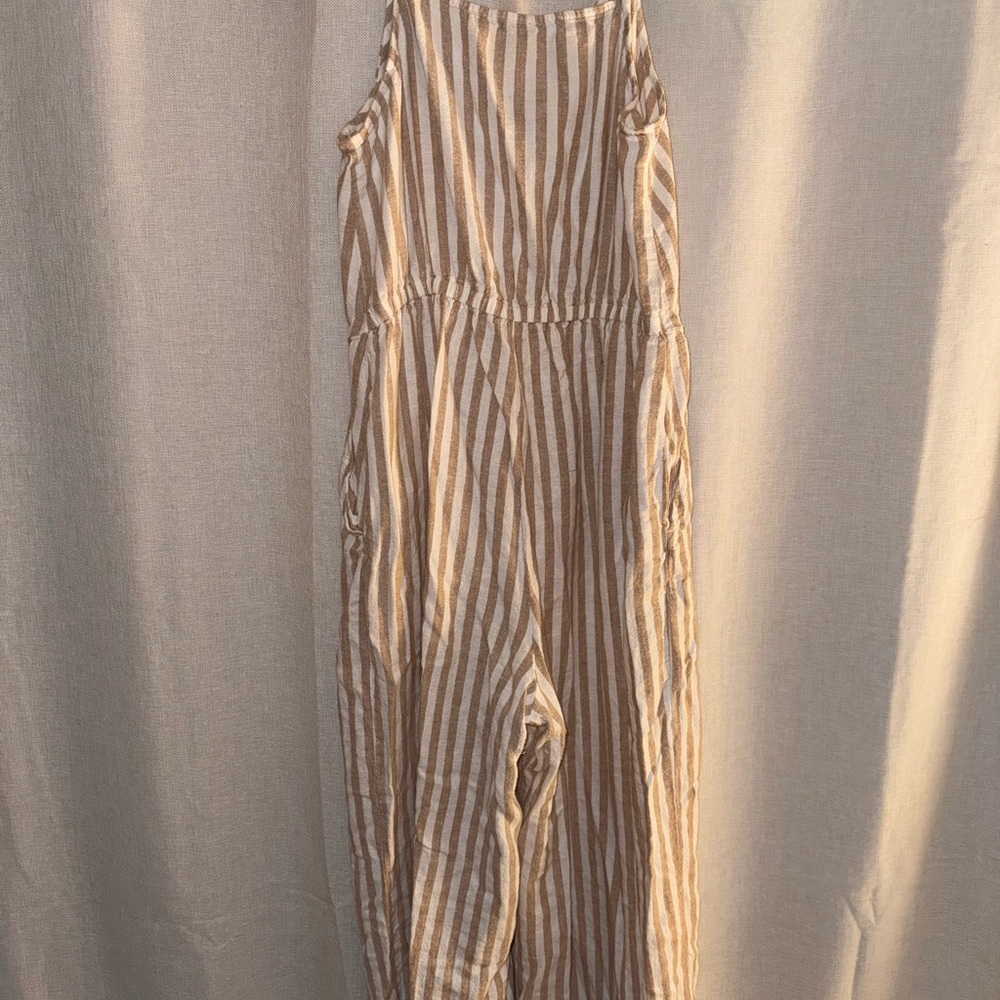 LOFT Beige and White Linen Jumpsuit - Picture 4 of 4